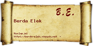 Berda Elek névjegykártya